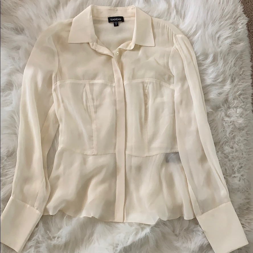 Bebe Button Down Blouse- Ivory